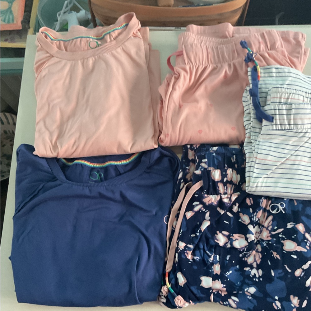 OCEAN PACIFIC WOMENS PAJAMAS LOT OF 3 PANTS AND 2 TOPS SZ XL